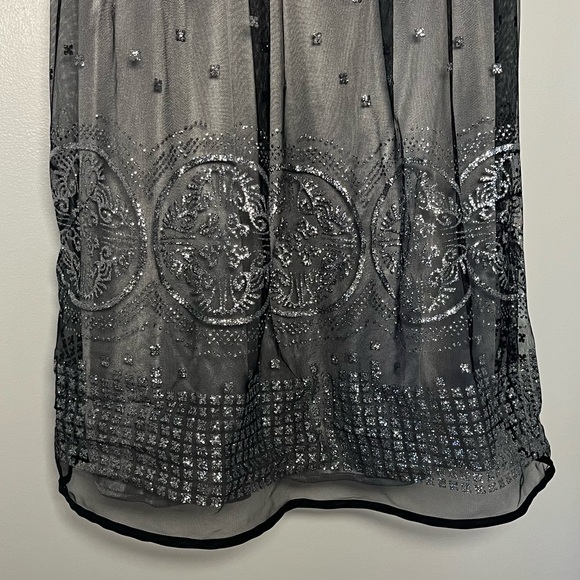 EUC 14W Michel Antoni Grey Organza Sparkly Cocktail Dress - Picture 6 of 8